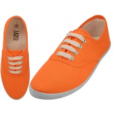 S324L-Neon-A - Wholesale Women's "Easy USA" Comfortable Casual Canvas Lace Up Shoes (*Neon Orange Color)